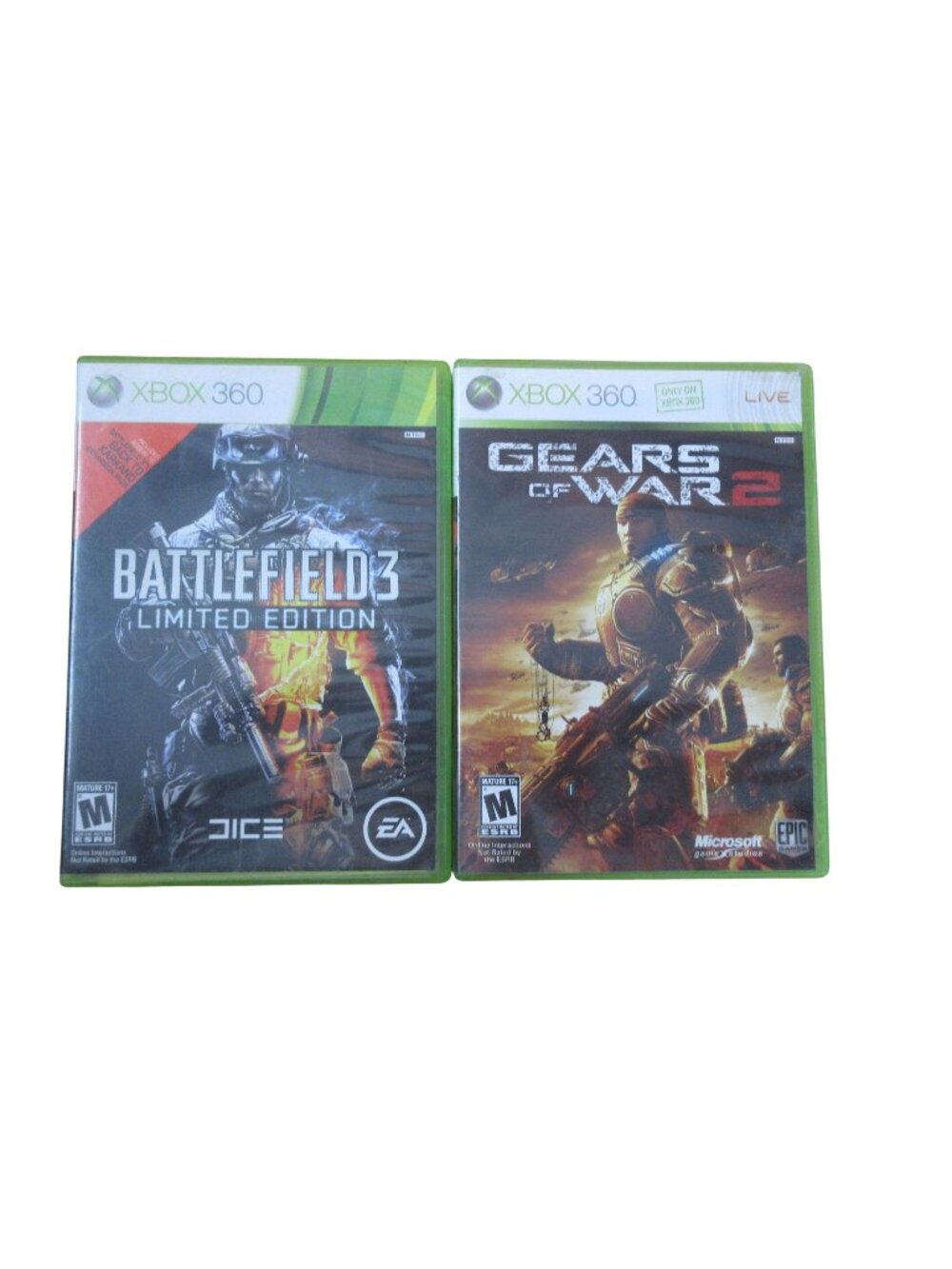 XBOX 360 Bundle 2 Video Games - Gears of War 2 & Battlefield 3